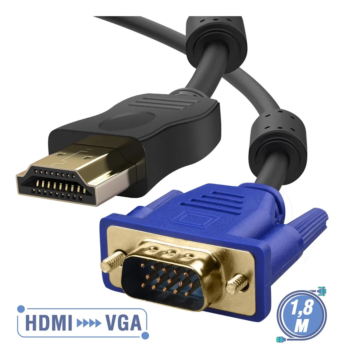 010 Cable Convertidor De Hdmi Para Vga / 1.8 Metros - Imagen 2