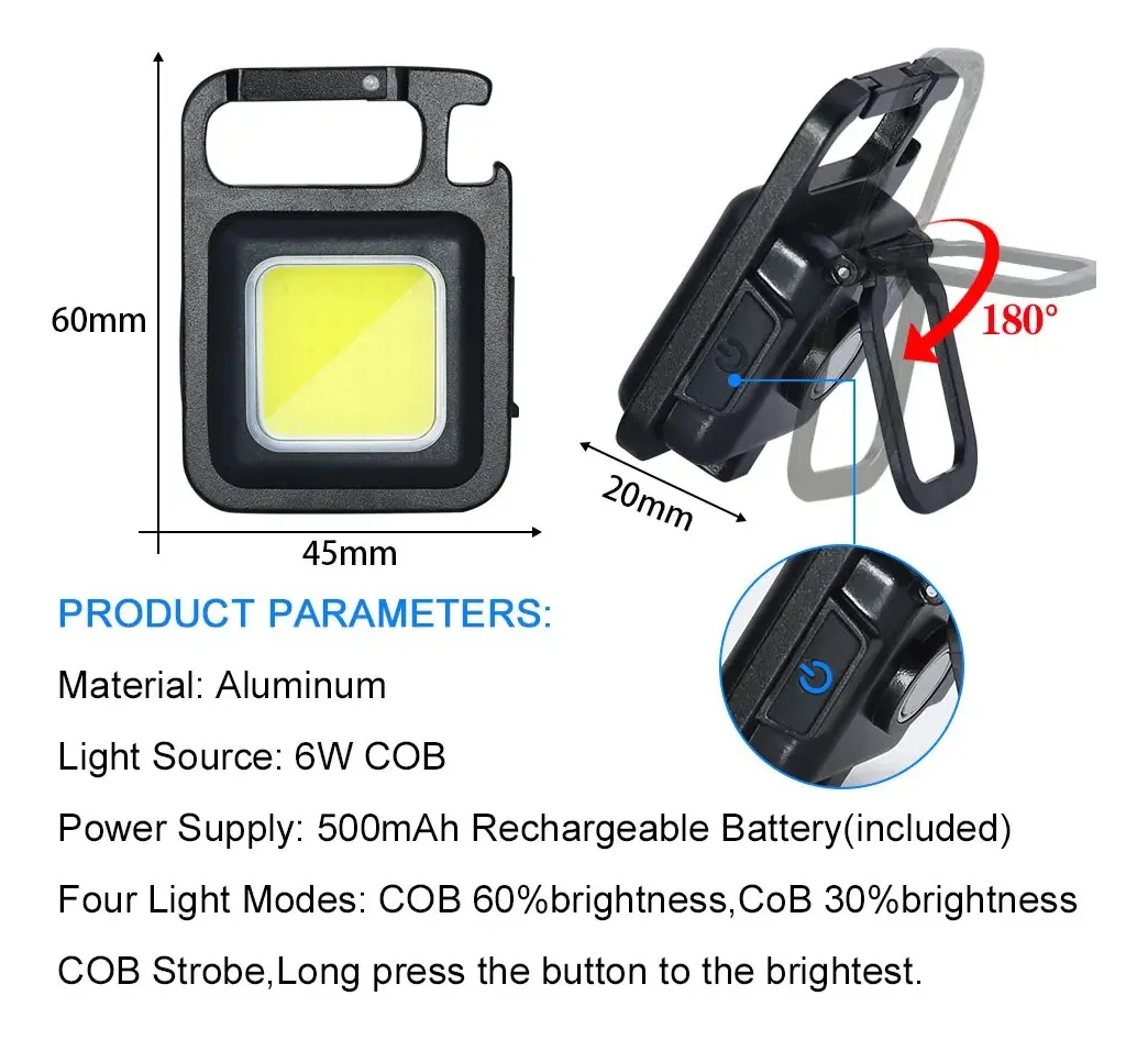 M002 Linterna Llavero Led / Recargable De Alta Potencia - Imagen 2