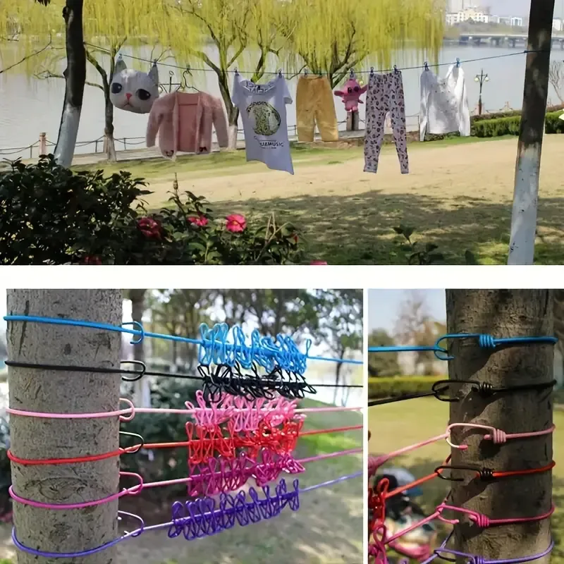 158 Tendedero Cuerda Elasctica Con Ganchos Para Ropa - Imagen 5