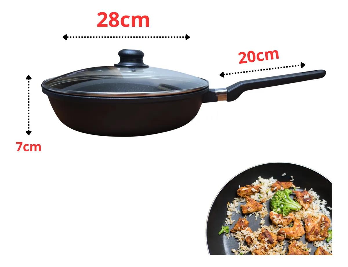 197 Sartén De Inducción De 28cm, Con Tapa De Vidrio Templado - Imagen 3