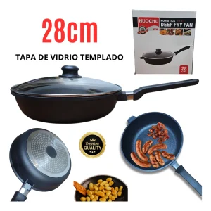 197 Sartén De Inducción De 28cm, Con Tapa De Vidrio Templado