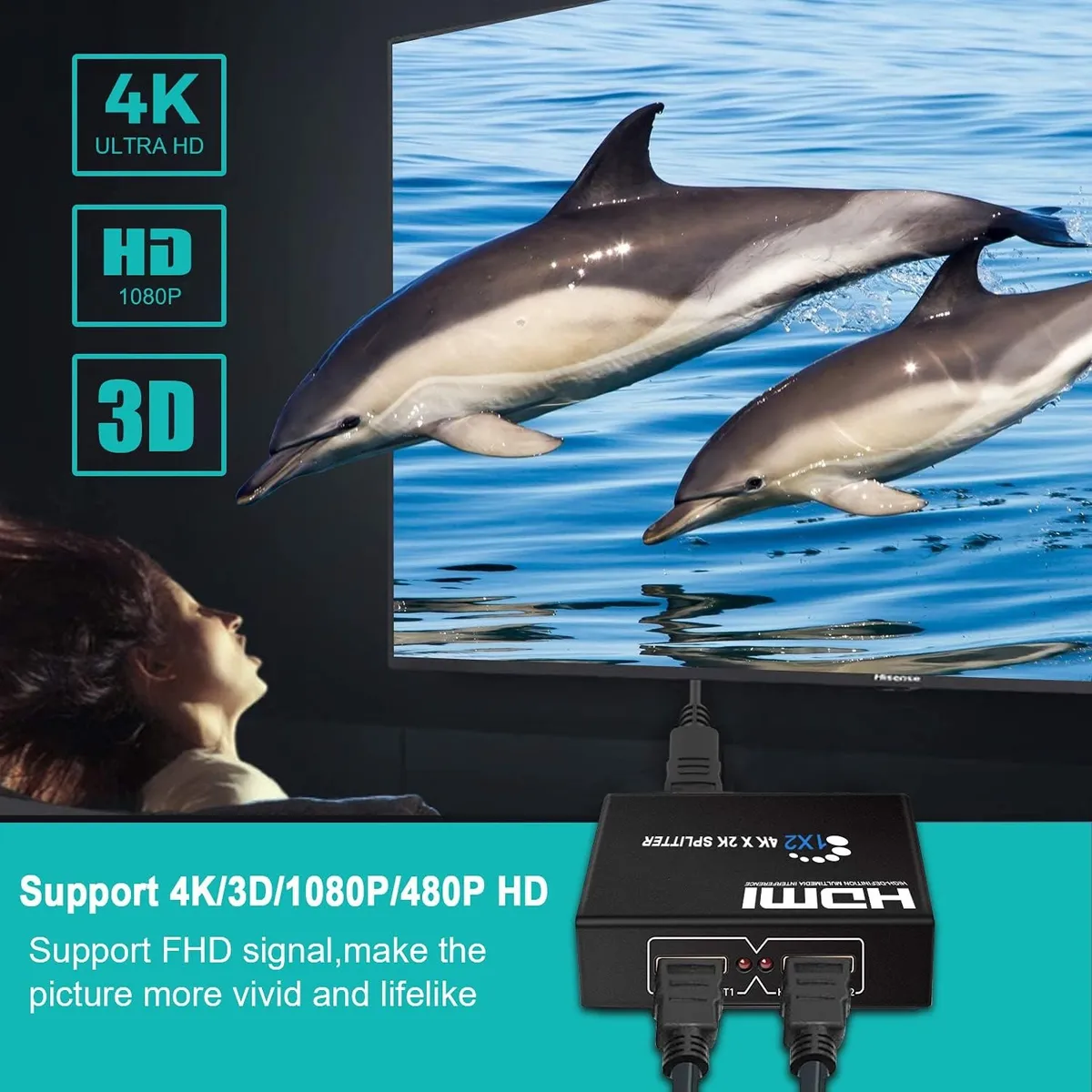 024 Splitter Hdmi Suiche 1x2 / Ultra Hd 4k / 2k - Imagen 6