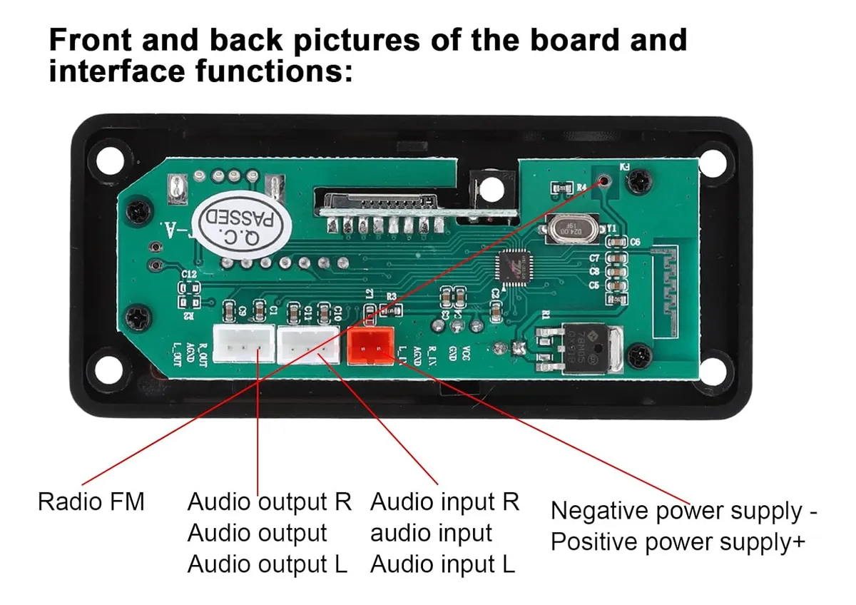 161 Placa / Modulo De Audio Pasivo 12v Bluetooth,usb, Fm - Imagen 4