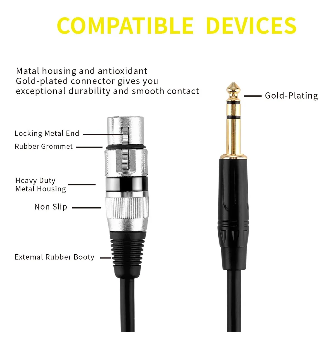 185 Cable De Audio Plug 1/4 / Canon Xlr Hembra 1 Mts - Imagen 4