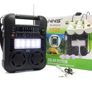 121 Radio Recargable Panel Solar + Bombillos Multiuso