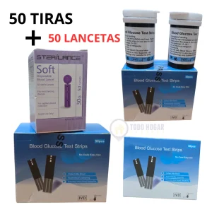 133 Tiras 50 Unidades + 50 Lancetas Para Glucometro