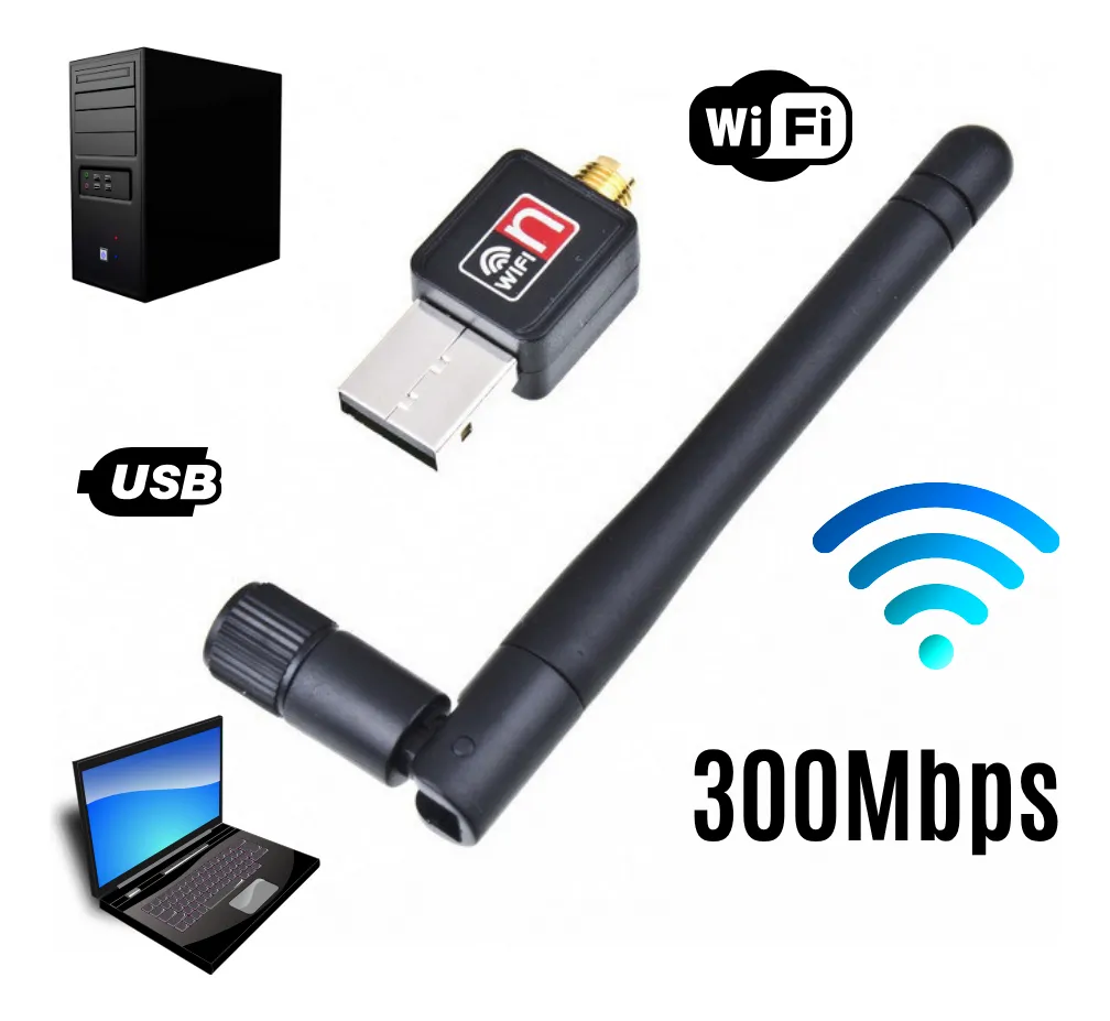 199 Antena Receptora De Wifi Usb 300mbps Externa
