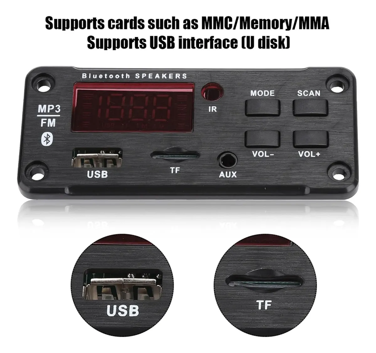 161 Placa / Modulo De Audio Pasivo 12v Bluetooth,usb, Fm - Imagen 2