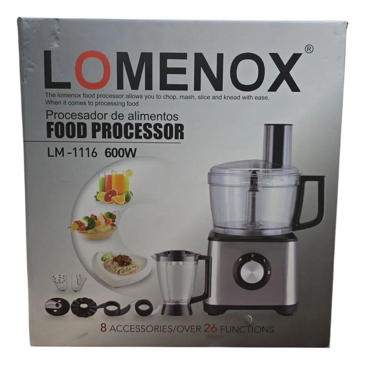 164 Procesador De Alimentos 26 Funciones 600w + Accesorios - Imagen 2